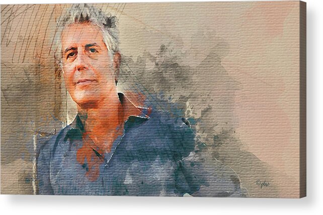 Wright Acrylic Print featuring the digital art Anthony Bourdain by Paulette B Wright