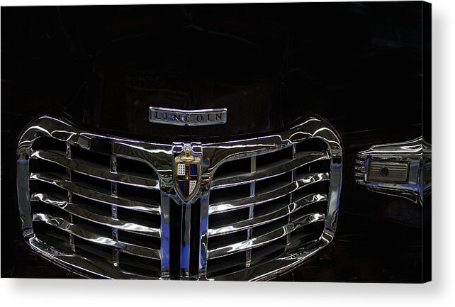 Automobiles Acrylic Print featuring the photograph Antique Lincoln Front Grille-Emblem-Turn Signal by DB Hayes