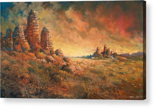 Landscape Acrylic Print featuring the painting Arizona Sunset by Andrew King