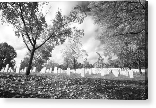 Arlington National Cemetery Acrylic Print featuring the photograph Arlington in Black and White by Mark Andrew Thomas