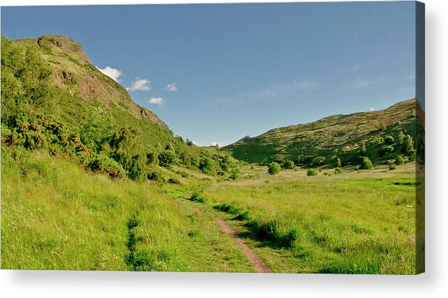 Edinburgh Acrylic Print featuring the photograph At the base of the ancient volcano. by Elena Perelman