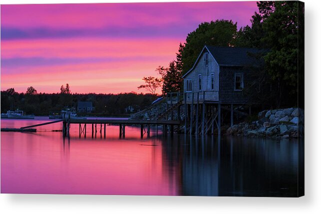 Bass Harbor Acrylic Print featuring the photograph Bass Harbor Sunset by Holly Ross