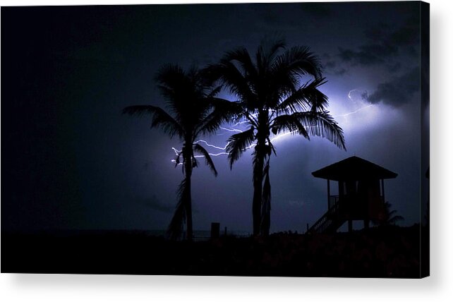 Florida Acrylic Print featuring the photograph Beach Lightning 2 Delray Beach Florida by Lawrence S Richardson Jr
