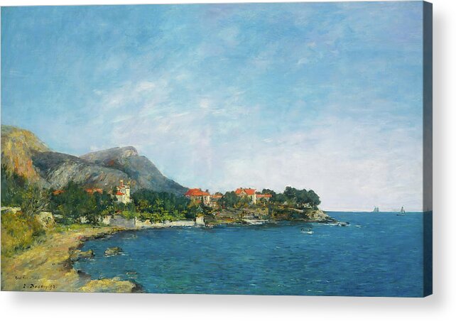 Painting Acrylic Print featuring the painting Bealieu - The Bay Of Fourmis by Mountain Dreams