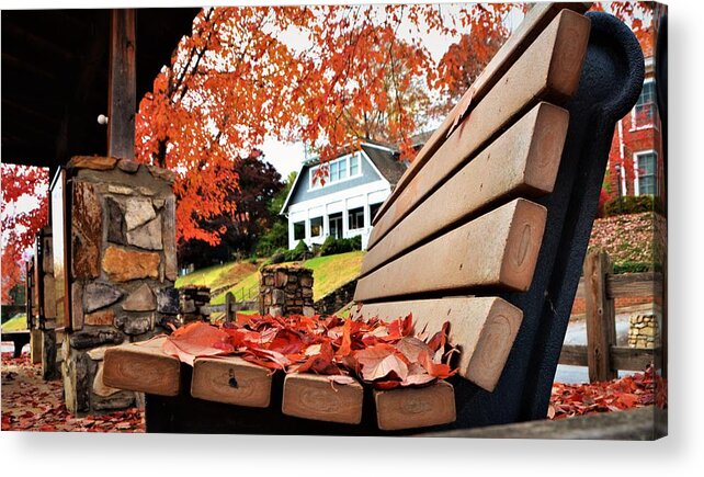 Leaves Acrylic Print featuring the photograph Bench Leaves by Chuck Brown