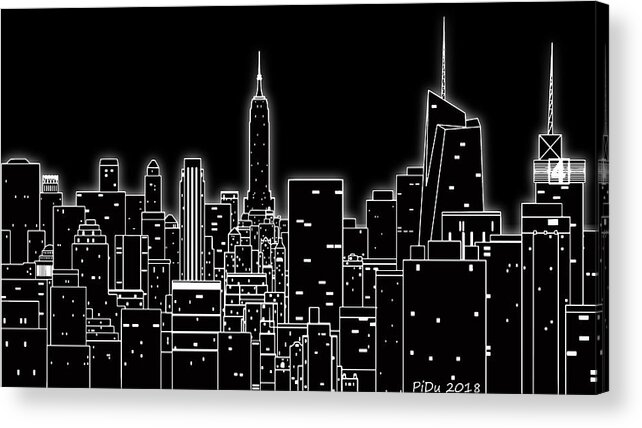 Big-city Acrylic Print featuring the digital art Big City Light by Piotr Dulski
