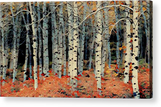 Birch Tree Painting Acrylic Print featuring the mixed media Birch Tree Forest 1 by Ayasha Loya