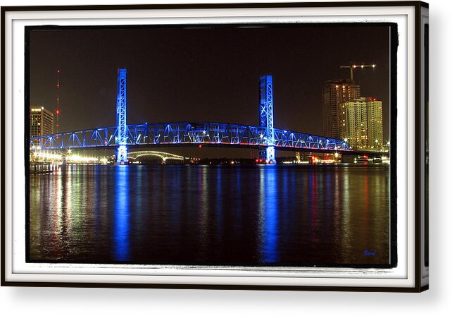 Blue Acrylic Print featuring the photograph Blue Bridge of Jacksonville by Farol Tomson