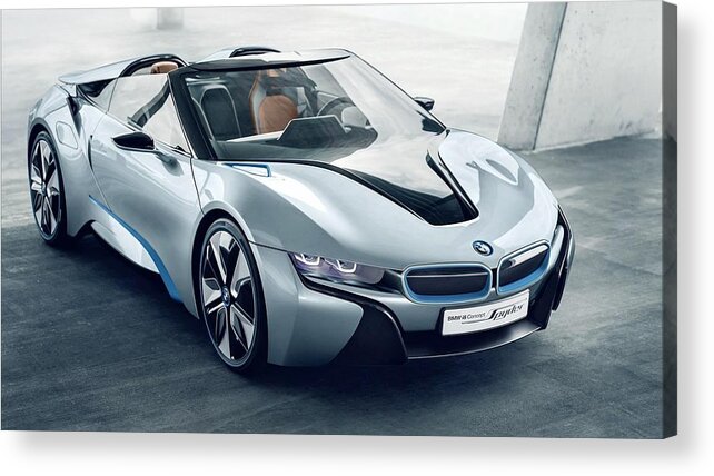 Bmw I8 Concept Spyder Acrylic Print featuring the photograph BMW i8 Concept Spyder by Jackie Russo