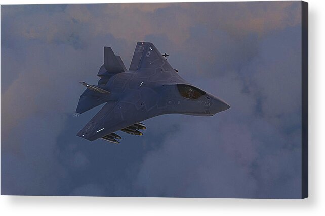 Boeing Acrylic Print featuring the digital art F-32 Joint Strike Fighter #6 by Adam Burch