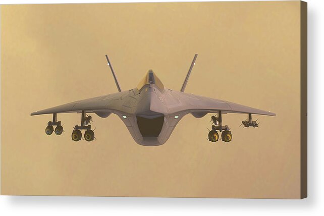 Boeing Acrylic Print featuring the digital art F-32 Joint Strike Fighter #3 by Adam Burch