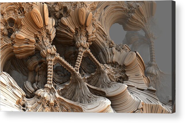 Mandelbulb Acrylic Print featuring the digital art Bone Mountain by Hal Tenny