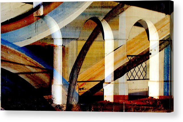 Fusion Foto Art Acrylic Print featuring the digital art Bridge Arch Abstract #1 by Anita Burgermeister