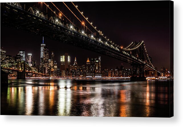 Brooklyn And Manhattan Bridge Acrylic Print featuring the photograph Brooklyn and Manhattan Bridge by Jaime Mercado