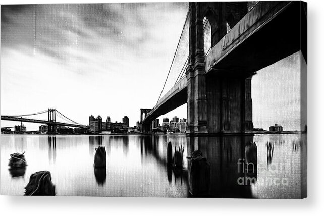 Acrylic Acrylic Print featuring the painting Brooklyn Bridge NY by Gull G