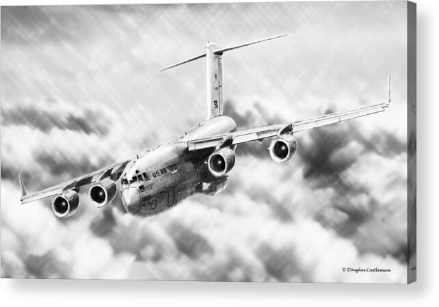 Air Force Acrylic Print featuring the drawing C-17 by Douglas Castleman