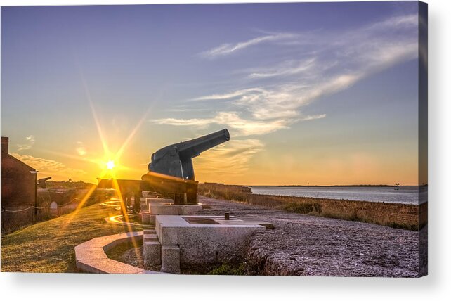 Amelia Acrylic Print featuring the photograph Cannons at Fort Clinch Sunset 3 by Traveler's Pics