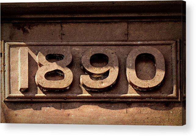 Bristol Acrylic Print featuring the photograph Carved Stone 1890 from Storefront by Denise Beverly