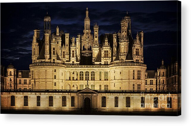 Castle Acrylic Print featuring the photograph Castle Chambord illuminated by Heiko Koehrer-Wagner