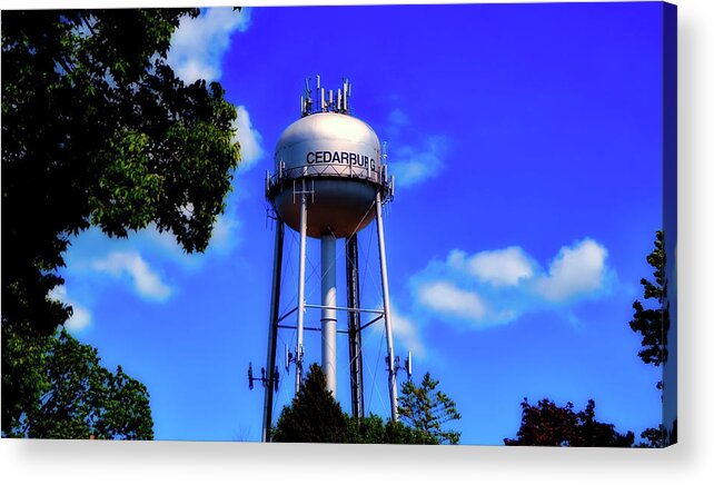 Water Tower Acrylic Print featuring the photograph Cedarburg Wisconsin Water Tower by Mountain Dreams