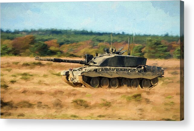 Army Acrylic Print featuring the digital art Challenger At Speed by Roy Pedersen