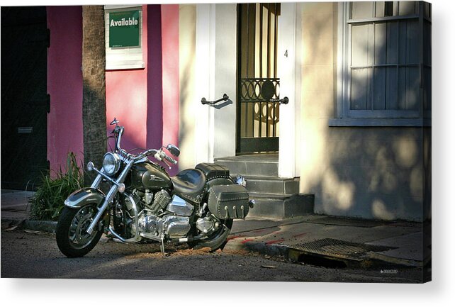 Motorcycle Prints Acrylic Print featuring the photograph Back Street Charleston Chopper by Phil Mancuso