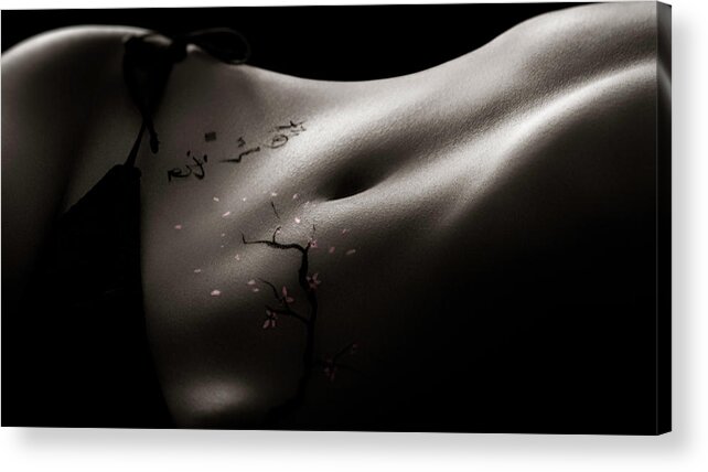 Body Art Acrylic Print featuring the photograph Chinese Calligraphy Body Art #18 by Ponte Ryuurui