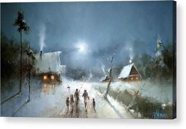 Russian Artists New Wave Acrylic Print featuring the painting Christmas Night by Igor Medvedev