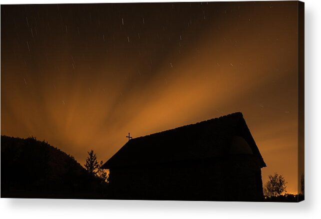 Stars Acrylic Print featuring the photograph Church under the stars by Michalakis Ppalis