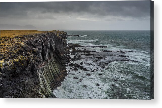 Atlantic Acrylic Print featuring the photograph Cliffs at Arnarstapi by James Billings