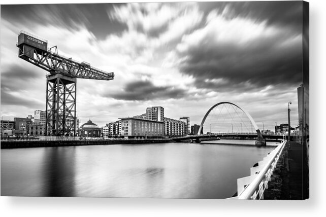 Arch Acrylic Print featuring the photograph Clyde arch, Glasgow, Scotland - Black and white cityscape photography by Giuseppe Milo