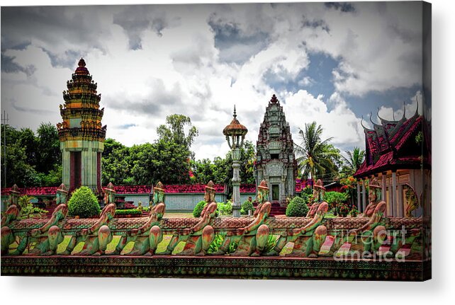 Angkor Wat Acrylic Print featuring the photograph Colorful Architecture Siem Reap Cambodia by Chuck Kuhn