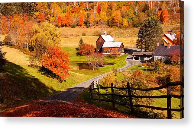 Sleepy Hollow Farm Acrylic Print featuring the photograph Coming home in a Vermont autumn by Jeff Folger