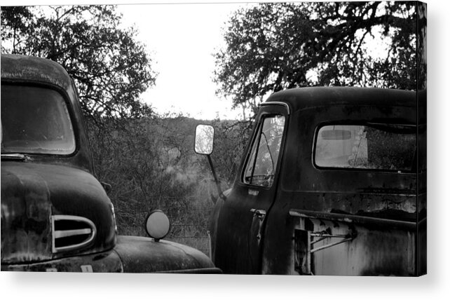 Cars Acrylic Print featuring the photograph Conversation between the Old Ones by Karen Musick