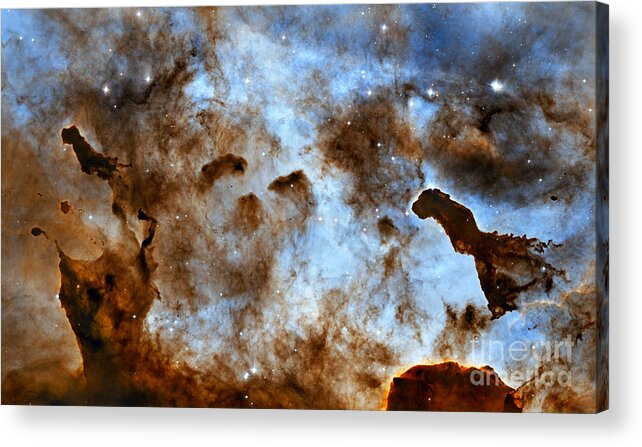 Cosmic Ice Sculptures Acrylic Print featuring the photograph Cosmic Ice Sculptures Dust Pillars in the Carina Nebula by Vintage Collectables