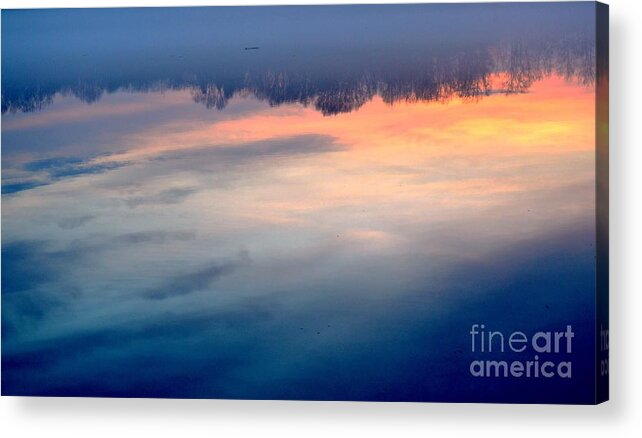 Delaware Acrylic Print featuring the photograph Delaware River Abstract Reflections Foggy Sunrise Nature Art by Robyn King