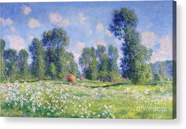 Effect Of Spring Acrylic Print featuring the painting Effect of Spring at Giverny by Claude Monet
