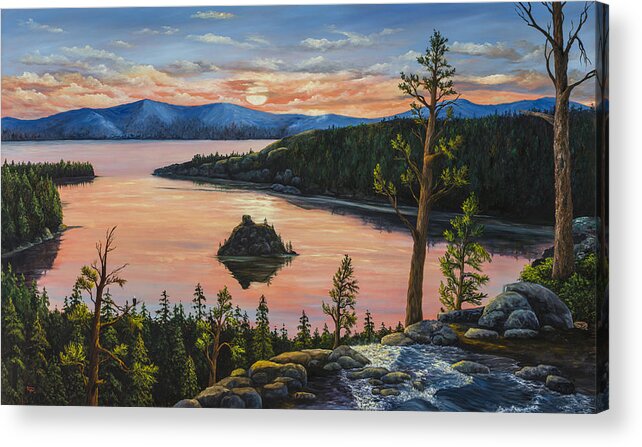 Landscape Acrylic Print featuring the painting Emerald Bay by Darice Machel McGuire