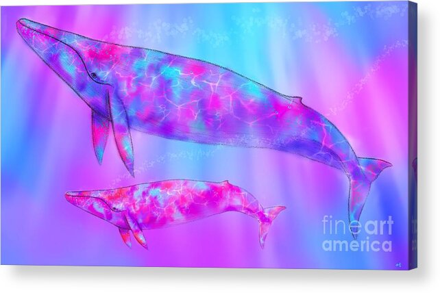 Whales Acrylic Print featuring the digital art Endangered Whales by Nick Gustafson