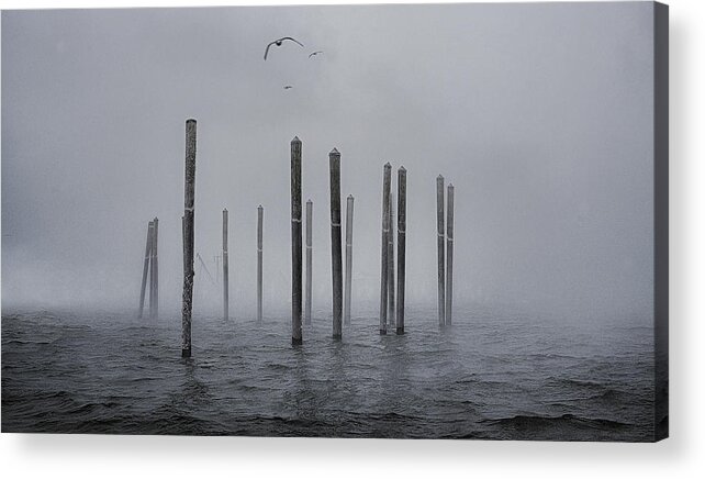Ethereal Pilings Acrylic Print featuring the photograph Ethereal Pilings by Marty Saccone