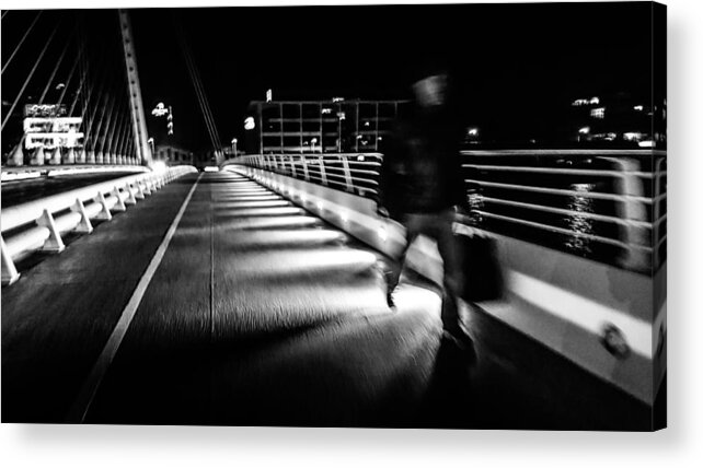 Abstract Acrylic Print featuring the photograph Fast - Dublin, Ireland - Black and white mobile street photography by Giuseppe Milo