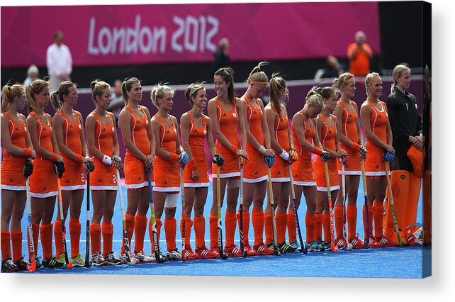 Field Hockey Acrylic Print featuring the digital art Field hockey by Super Lovely