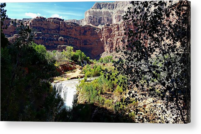 United States Acrylic Print featuring the photograph Fifty Falls and Havasupai Falls Havasupai Indian Reservation by Joseph Hendrix