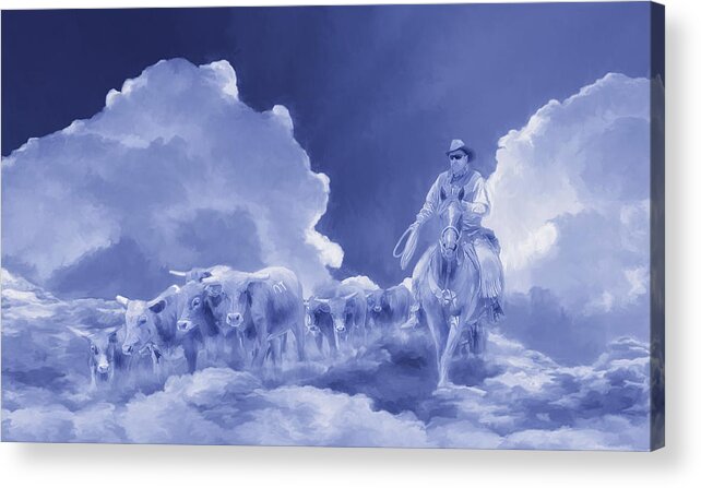 Cowboy Acrylic Print featuring the digital art Final Roundup Painting by Rick Mosher