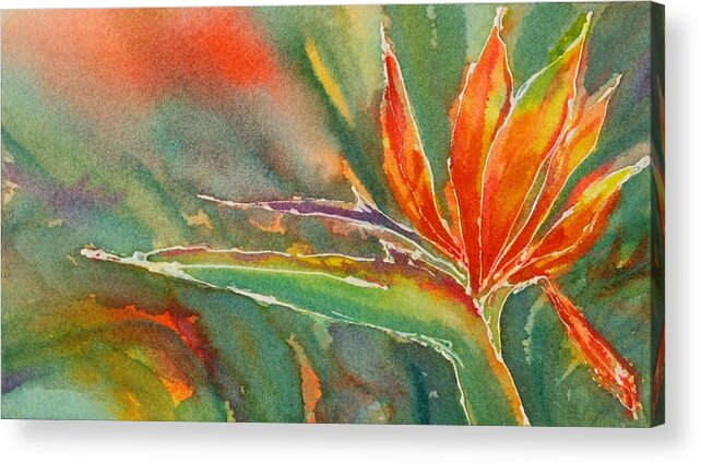 Flower Acrylic Print featuring the painting Fire Birds by Tara Moorman