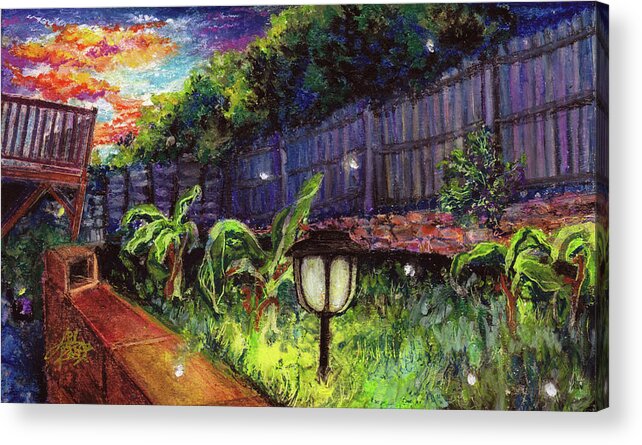 Fireflies Acrylic Print featuring the pastel Fireflies in Woodfin by April Zaidi