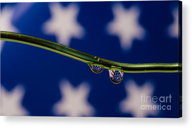 Pencil Acrylic Print featuring the photograph flag on a Wire by Alissa Beth Photography