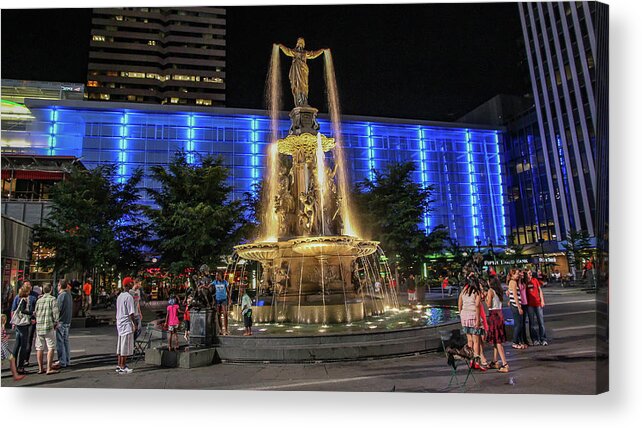City Acrylic Print featuring the photograph Fountain Square Cincinnati by Kevin Craft
