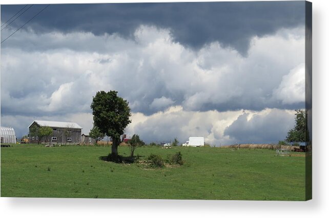 Green Grass Acrylic Print featuring the photograph Getting Stormy by Jeanette Oberholtzer