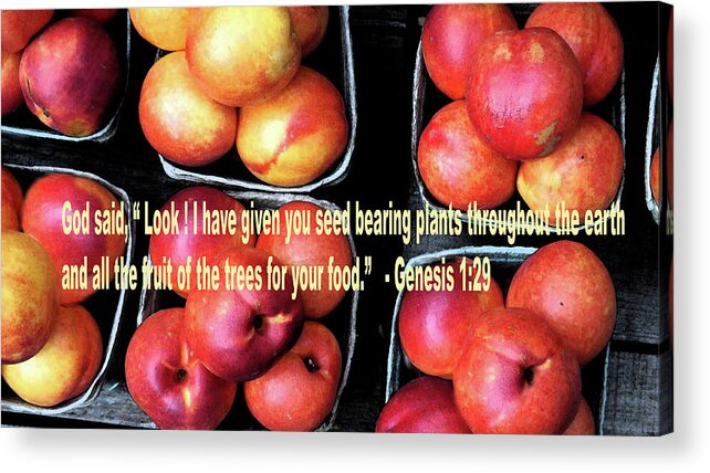 Fruit Acrylic Print featuring the digital art God Gives Fruit For Food by Joyce Wasser